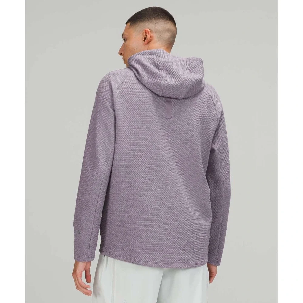 Lululemon At Ease Hoodie Mens Medium Purple Textured Pullover Athleisure Gym